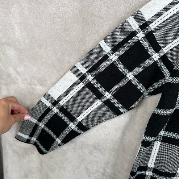 J Jill Sweater Womens 2X Black White Plaid Preppy Career Comfort Neutral Casual - Picture 4 of 12